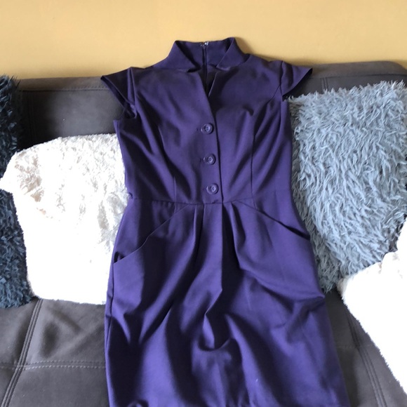 CALVIN KLEIN Purple Cap Sleeve Dress Size 10 - Picture 1 of 9